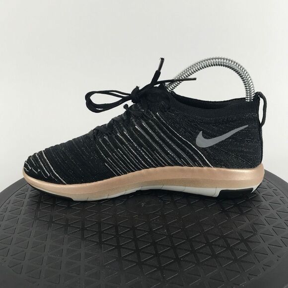 Nike Free Transform Flyknit Black/Gold Running Shoes 833410-005 Women’s Size 5 - Picture 9 of 12